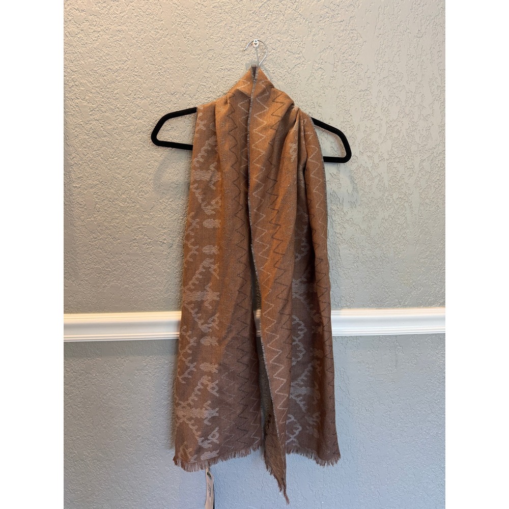 Sol Alpaca Nazca Shawl Brown Baby Alpaca Silk Blend Fringed Wrap  NWT